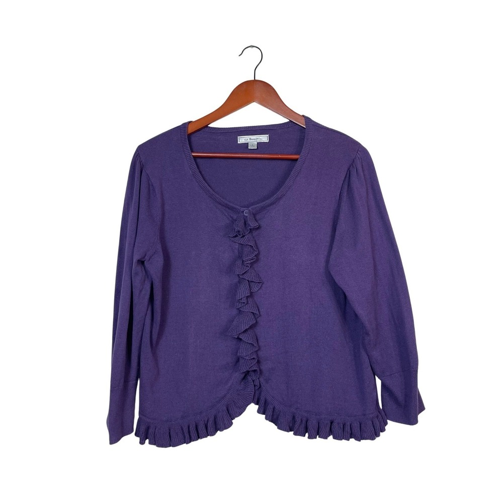 Purple Ruffle Front Button Up Cardigan Sweater | Dark Academia Fall Romantic